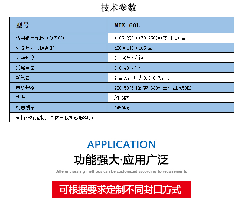 立式装盒机规格参数